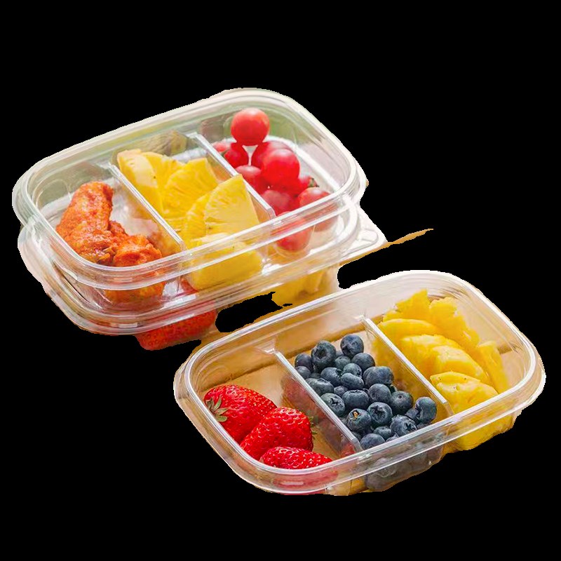 果切盒子一次性水果拼盘打包盒商用榴莲肉西瓜拼三拼包装盒塑料