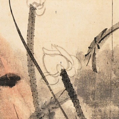 风荷张大千水泼墨莲画芯竖幅挂画玄关装裱真迹复制定制微喷玄关