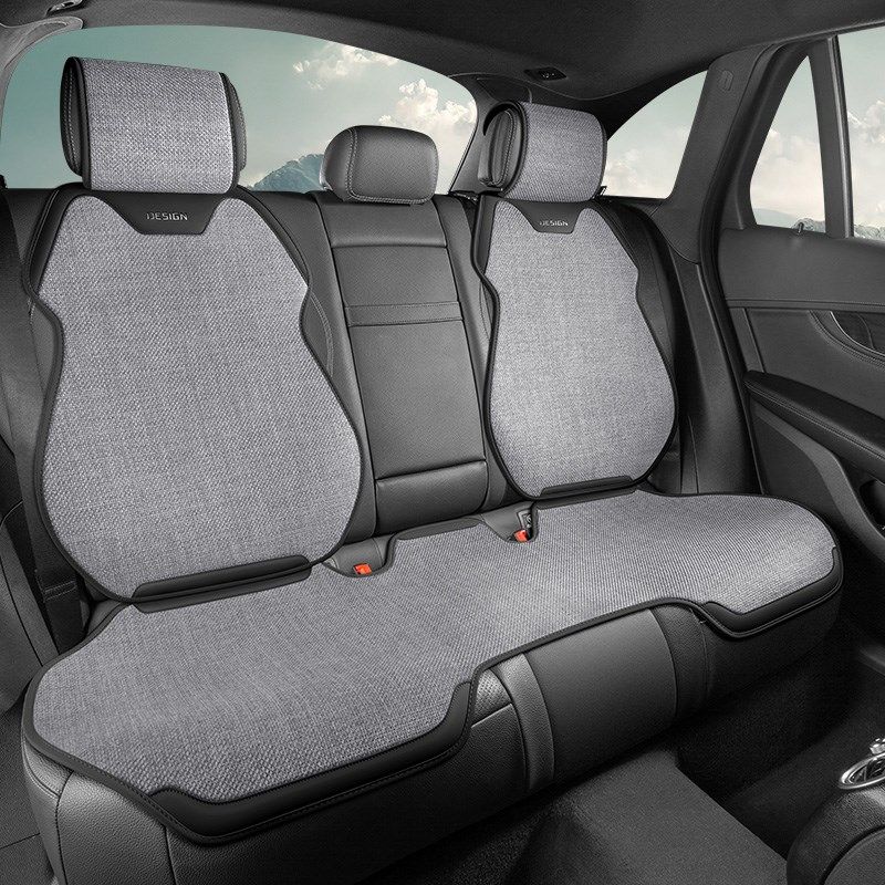 亚麻免捆绑汽车坐垫四季通用棉麻座透气耐磨夏季汽车半包座垫