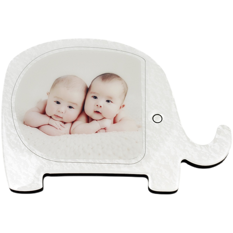 卡通小象相框儿童照片传图定制卡通摆台制作宝宝画框新生儿水晶相