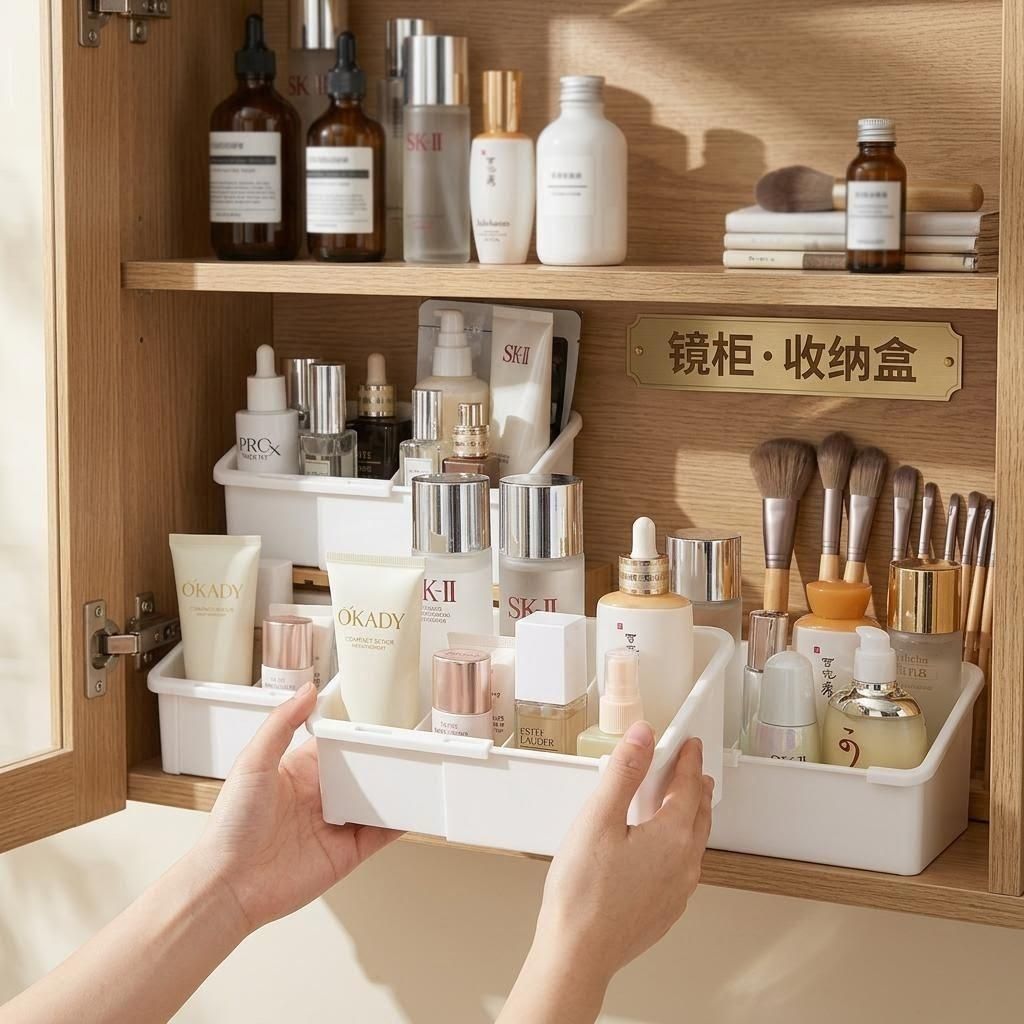 整理师推荐可伸缩镜柜收纳盒