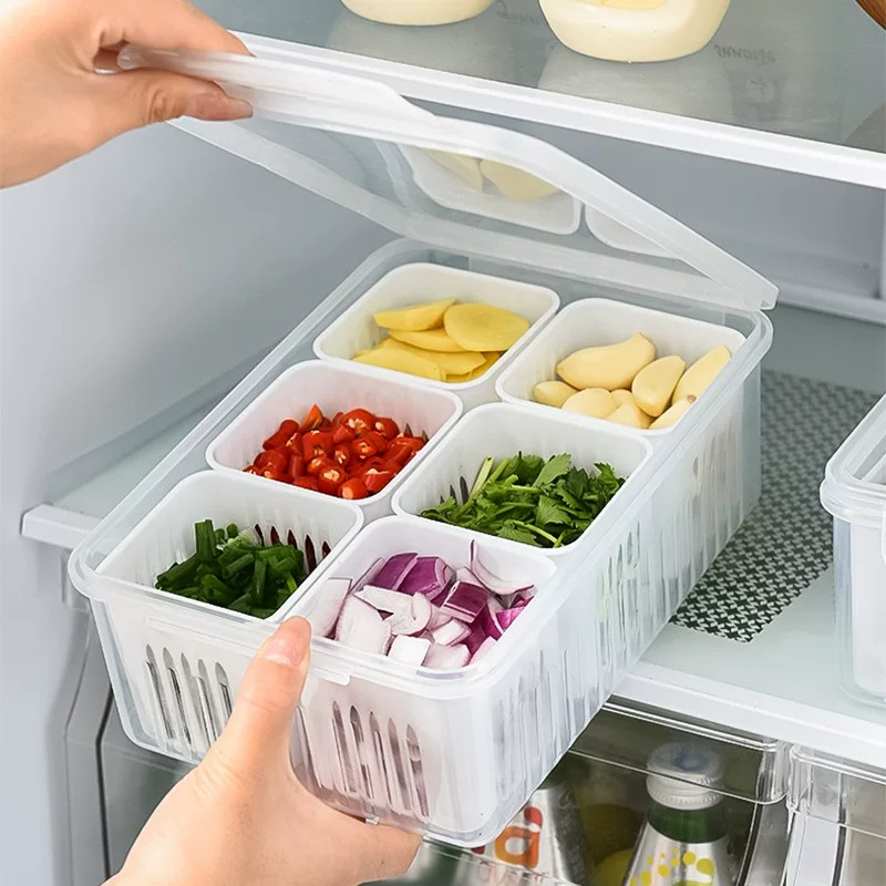 食品密封保鲜分格沥水冰箱收纳盒