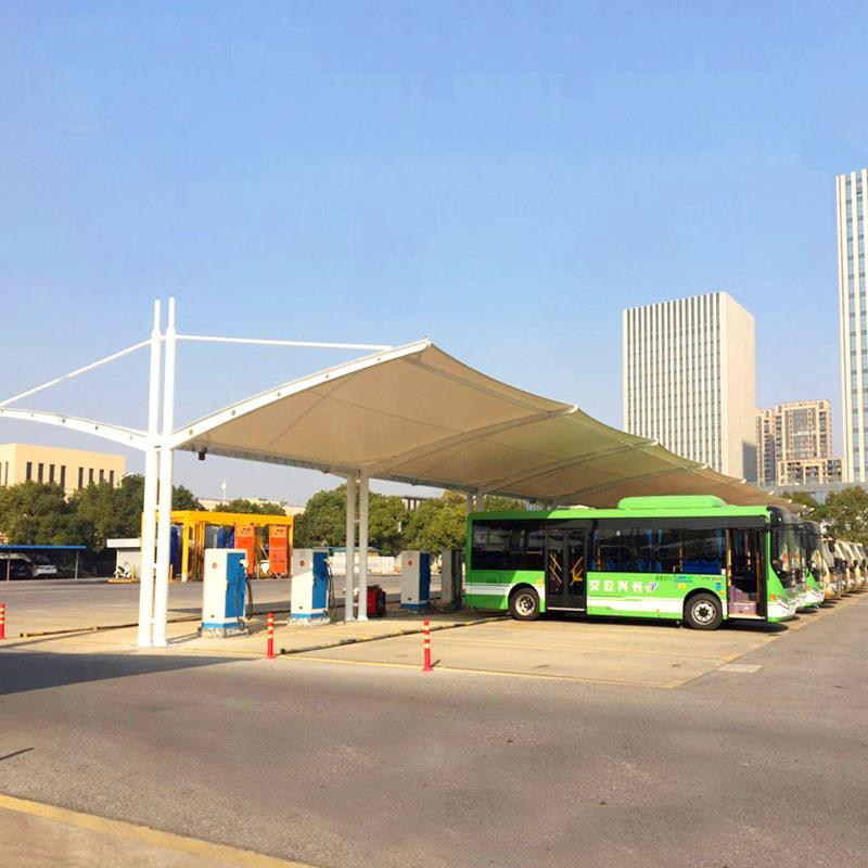 膜结构小区大巴充电桩遮阳棚膜结构汽车棚自行车电动车张拉停车棚