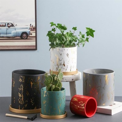 flowerpot ceramic simplve large indoor plant pot with tray