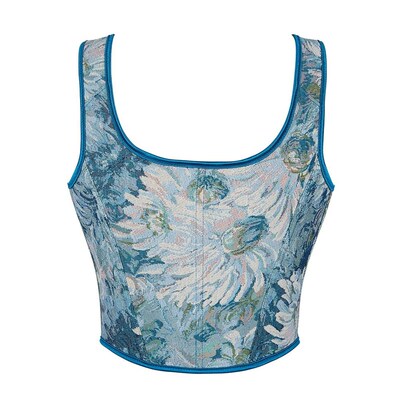 Vintage eCorset ops Sexy Floral Corset Bustier Crop Top Tank