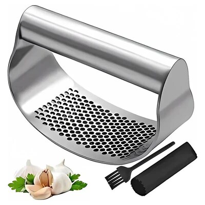 Upgraded Stainless Steel Garlic Press Squeezer MaUnual Garli