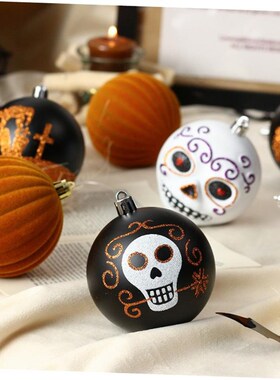 8cm Halloween Ball Hanging DecoratGion Painted Horror Skull