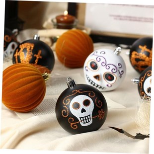 Hanging Ball DecoratGion Painted Skull 8cm Horror Halloween