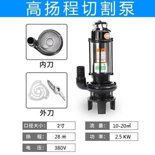 抽粪泵220V化粪池沼气池大流量排污抽水泵 高扬程养殖污水泵切割式