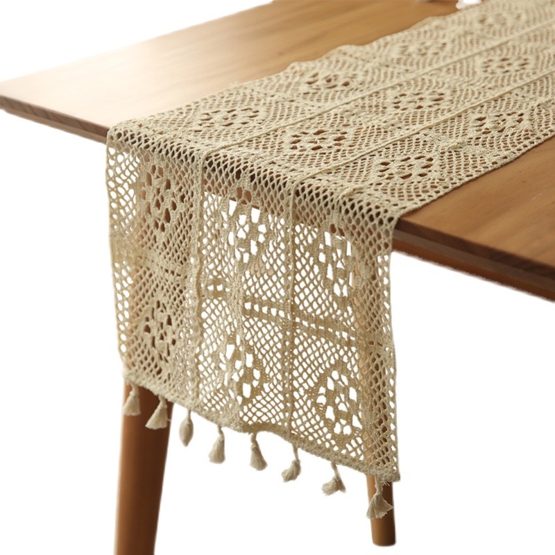 蕾丝桌布 法式餐桌镂空桌旗白色棉线钩花茶几盖巾电视柜盖布in风
