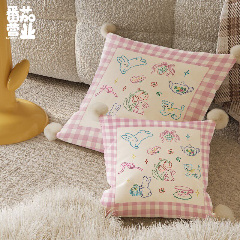 奶油in风客厅沙发靠垫卧室爱抱枕卡通床头靠枕腰枕拆抱枕