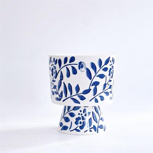 佛手柑陶瓷花盘盆栽土培有孔托盘花瓶花器中式古风花纹高级感摆件