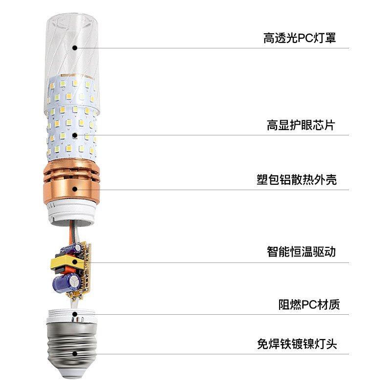 ld玉米灯泡家用水晶吊灯高显指小螺口三色变光护眼灯泡,家装灯饰光源,LED玉米灯,淘宝优惠券,粉丝福利购,淘宝优惠卷