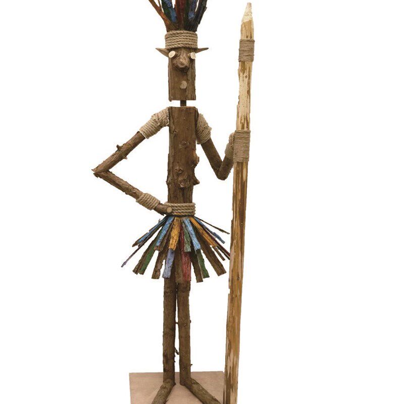 创意部落酋长木头人偶站立木头人橱窗花艺布场装饰道具