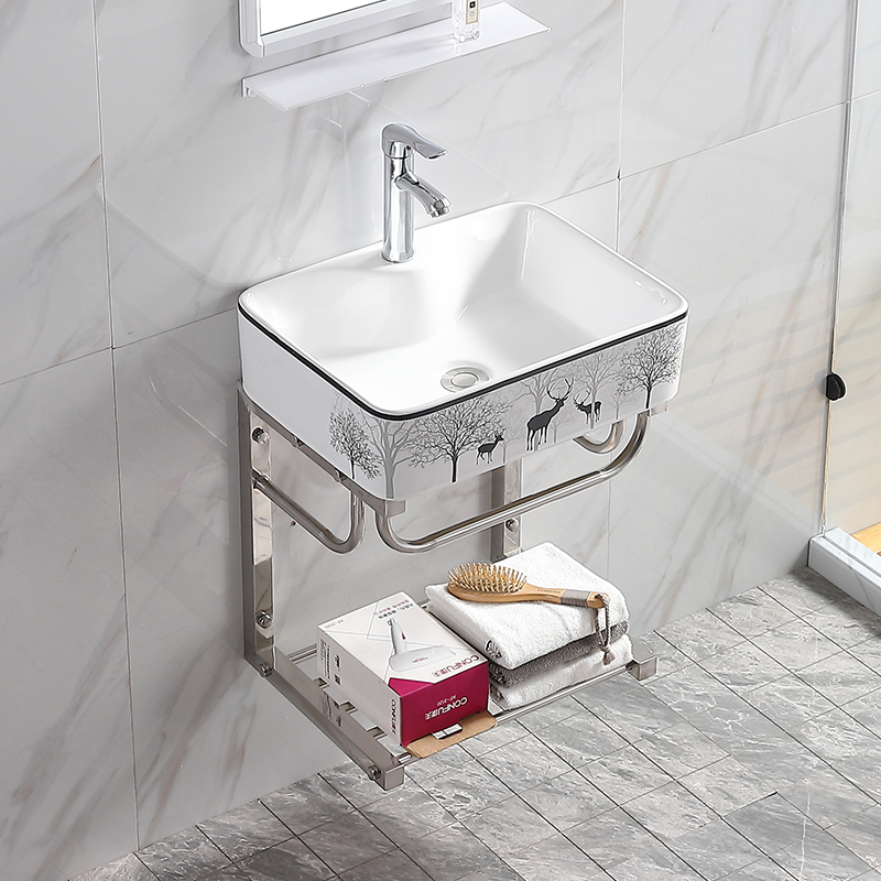 陶瓷洗手盆柜小户型家用洗脸池卫生间洗漱台阳台挂墙式脸盆