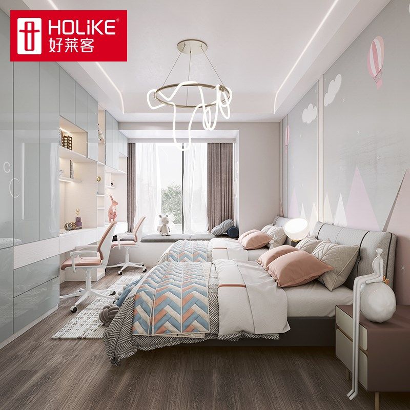 莱客胞胎儿童房空间二胎房间设计儿童拼接床书桌定制男孩女孩