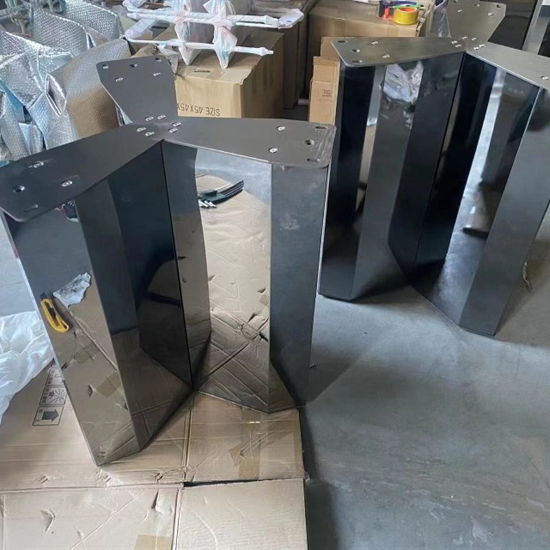 奢石桌脚钢架大板桌腿不锈钢镜面桌架桌子腿岩板岛台架大理石支架