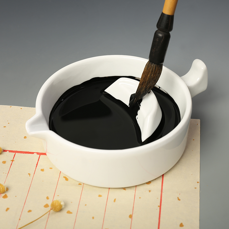 多功能白瓷瓷器砚台带盖 简约笔搁盛墨海毛笔架 料碟墨池文房四宝