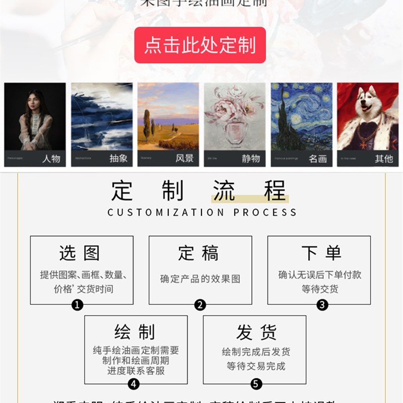 手绘油画定制来图定制照片人物肖像人像宠物手工写实大芬村装饰画