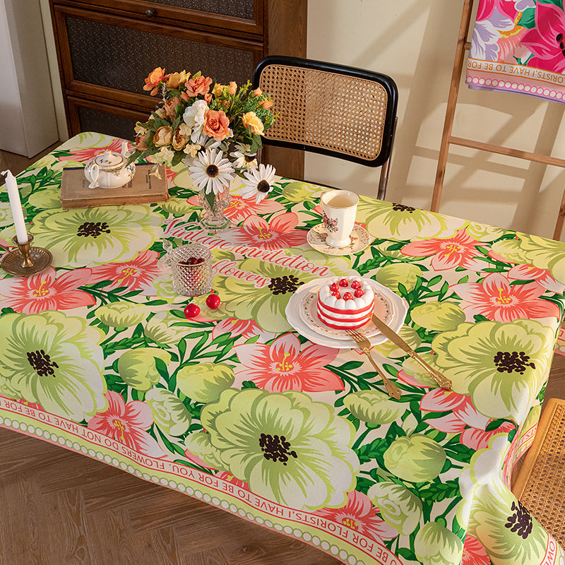 餐桌布田园in风牡丹花卉台布放水棉麻盖布盖巾定制茶几布桌垫