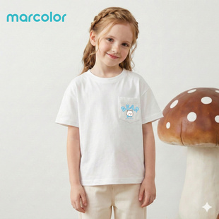 马卡乐童装儿童短袖t恤2026新款白色休闲运动体恤女童洋气半袖春