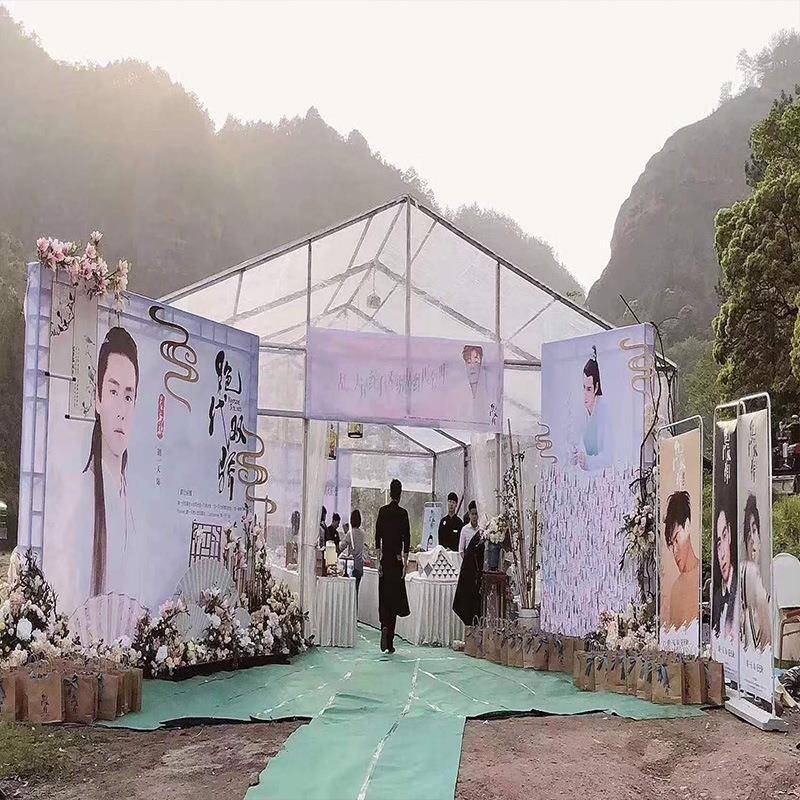 大型户外欧式白色印字婚庆篷房铝合金支架帐篷广告展示会议仓储棚