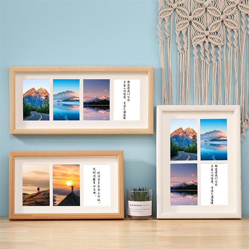 实木三连框相框照片定制di挂墙冲洗打印加做成寸桌面摆台风,家居饰品,相框/画框,淘宝优惠券,粉丝福利购,淘宝优惠卷