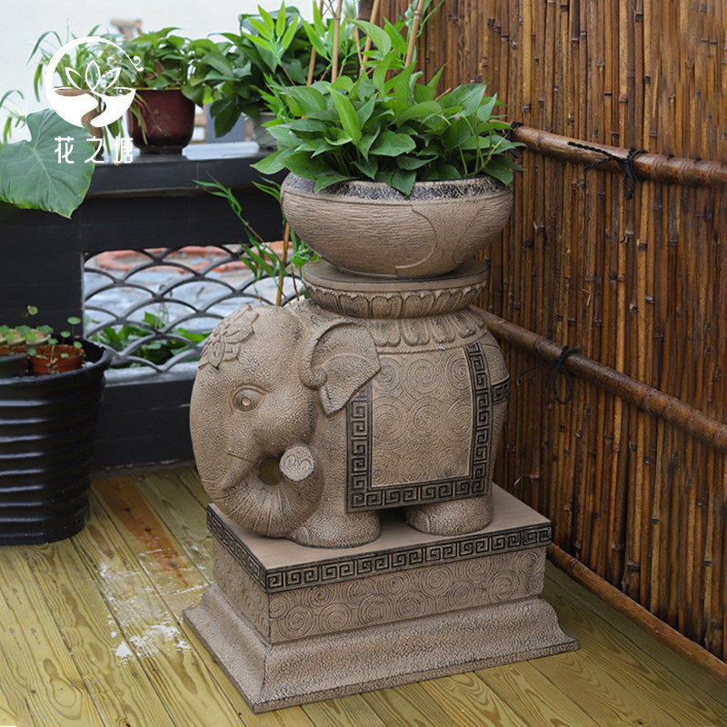 之塘大象石墩盆底座阳台庭院子园造景布置别墅门口,家居饰品,户外/庭院摆件,淘宝优惠券,粉丝福利购,淘宝优惠卷
