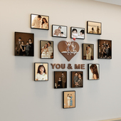 爱心照片墙装 饰创意相框挂墙规则照片定制打印相片墙免打