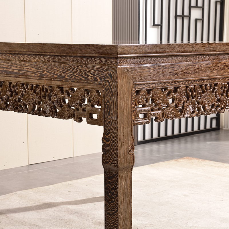 红木家具鸡翅木餐桌椅组合中式仿古实木方桌八仙桌一桌四椅四方桌