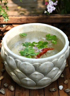 水培花盆中式庭院鱼缸鱼池水景花园阳台布置盆景景观造景盆栽