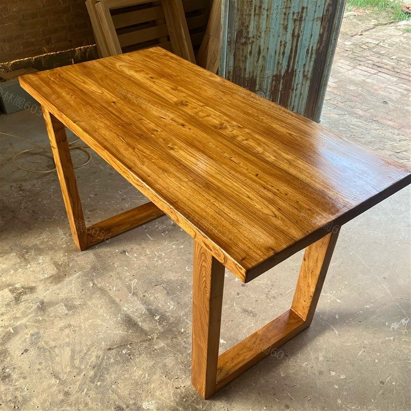 老榆木电脑桌大板桌会议桌办公桌实木书桌民宿桌榆木餐桌茶桌