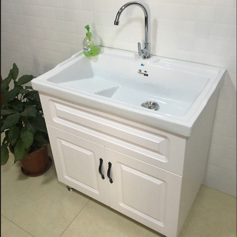 新款实木阳台洗衣水池陶瓷洗脸手漱台深盆槽浴室落地柜,家装主材,浴室柜组合,淘宝优惠券,粉丝福利购,淘宝优惠卷