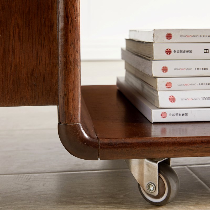 全实木沙发边几侧边柜小户型小茶几小桌子可移动家用餐车移动书架