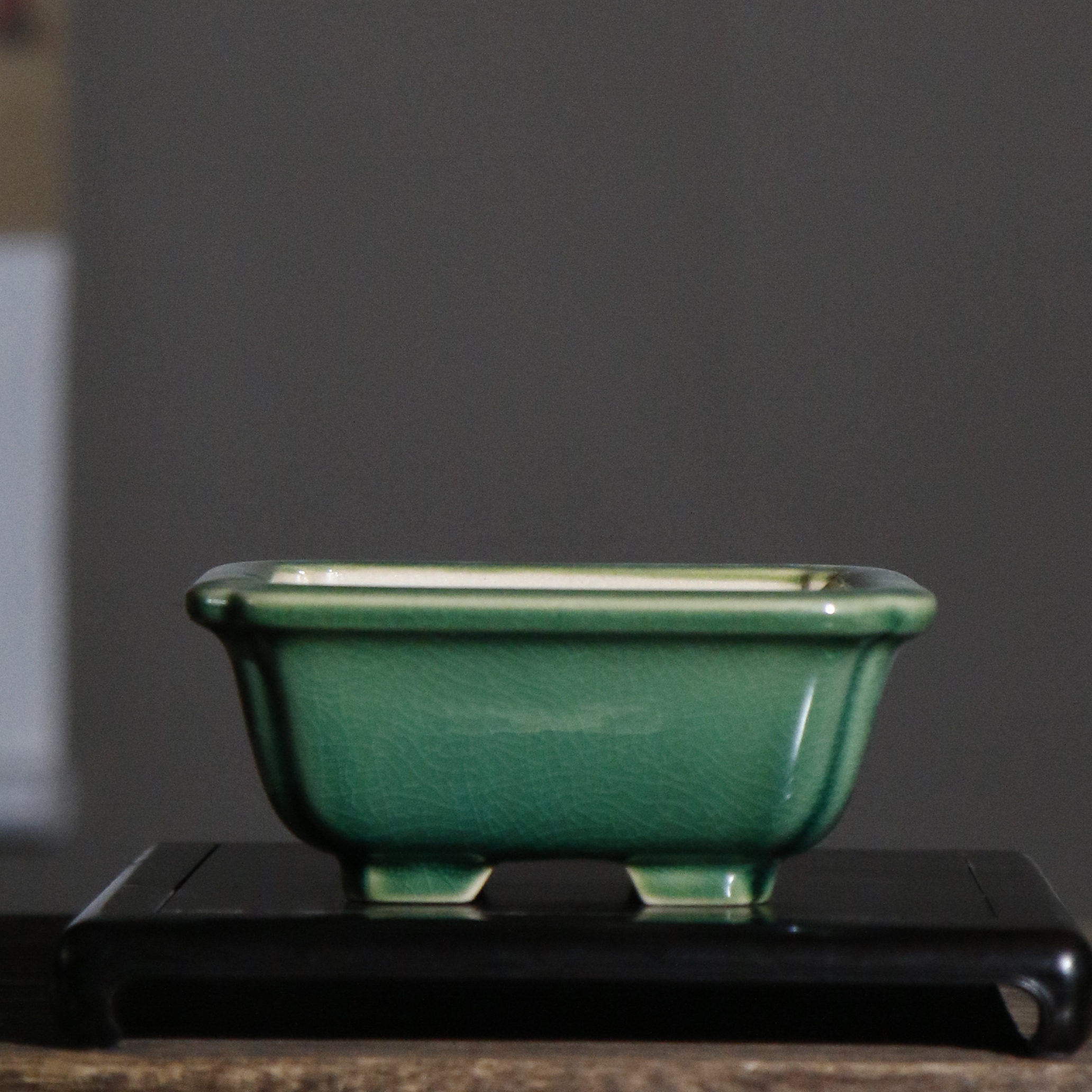 紫砂花盆四方抽角飘口正方陶瓷盆景盆觅陶乡张治诚小盆菖蒲盆