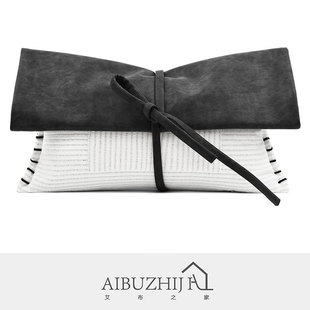 艾布之家现代新极简沙发样板房黑色蝴蝶结定制抱枕靠垫