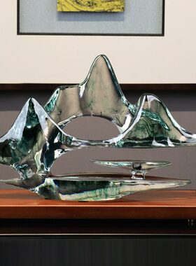 2024新款新中式轻奢山水摆件客厅玄关电视柜高端大气装饰乔迁送礼