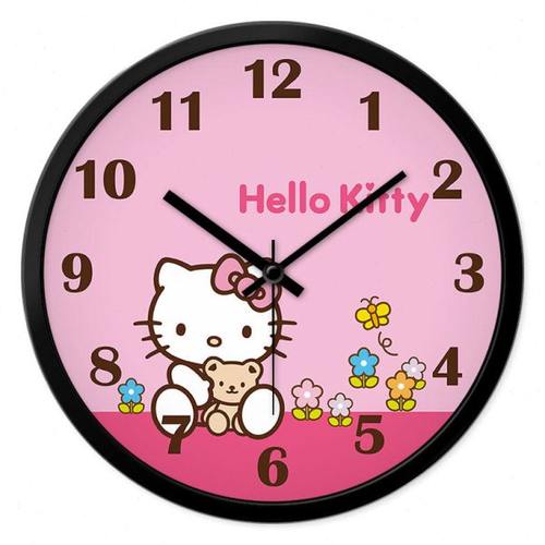 女孩儿童房卧室粉色可爱超静音创意挂钟幼儿园教室挂表卡通时钟表