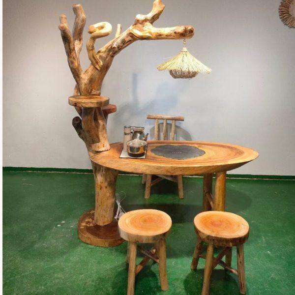 实木茶几香樟木独板异形茶台椭圆户外庭院创意树叉灯架茶桌椅组合,商业/办公家具,茶台/茶桌,淘宝优惠券,粉丝福利购,淘宝优惠卷