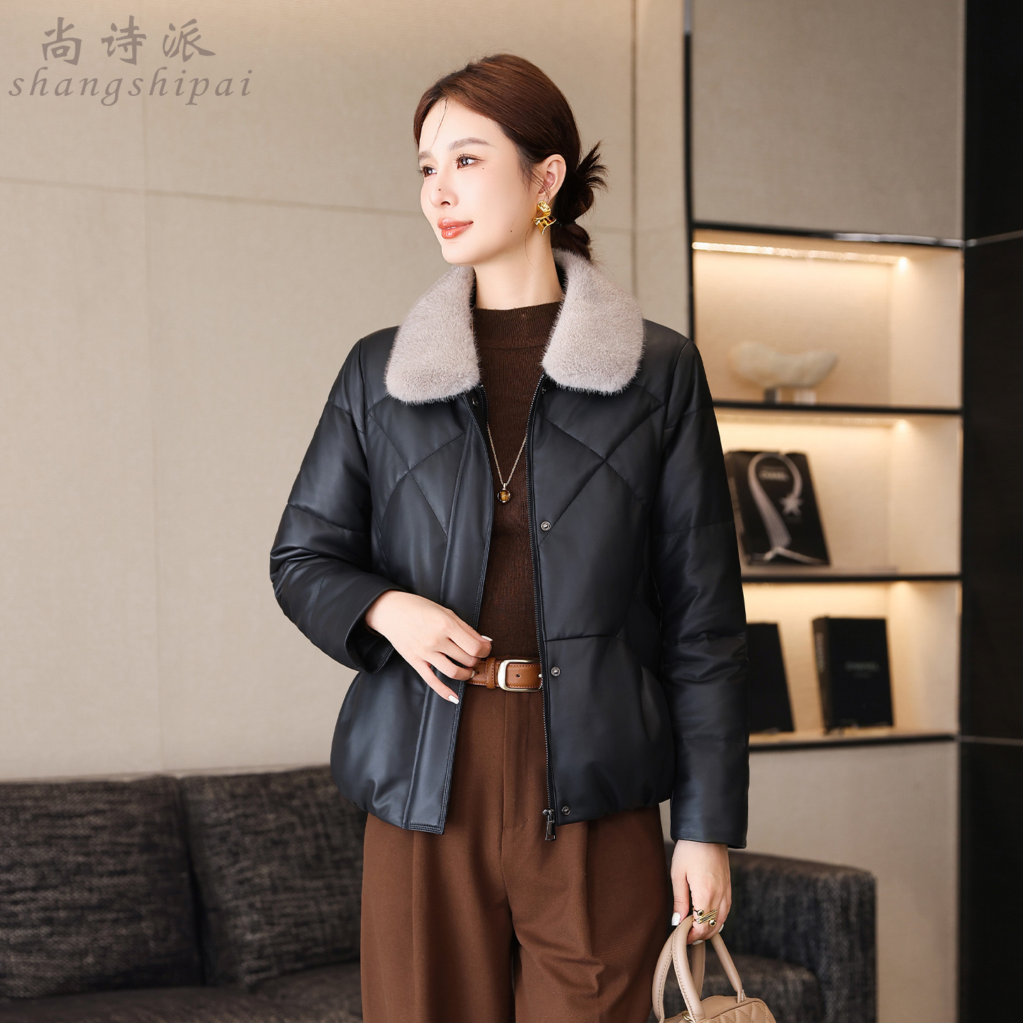 皮衣羽绒服女款2025新款冬真皮