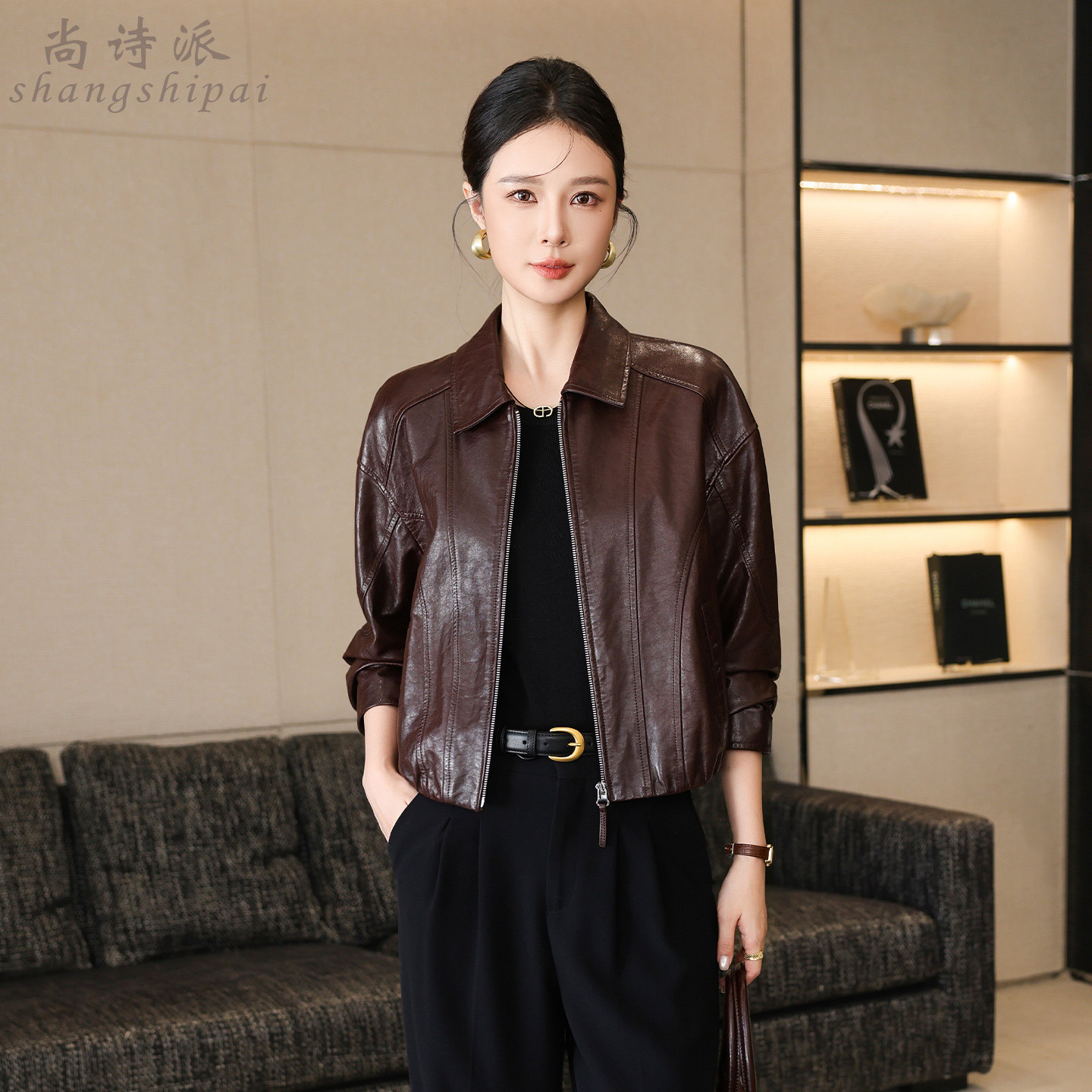 真皮皮衣女短款翻领头层绵羊皮夹克外套2026年秋季新款高级感复古