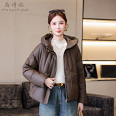 新款 连帽上衣短款 时尚 真皮羽绒服女2025冬季 妈妈装 海宁绵羊皮外套