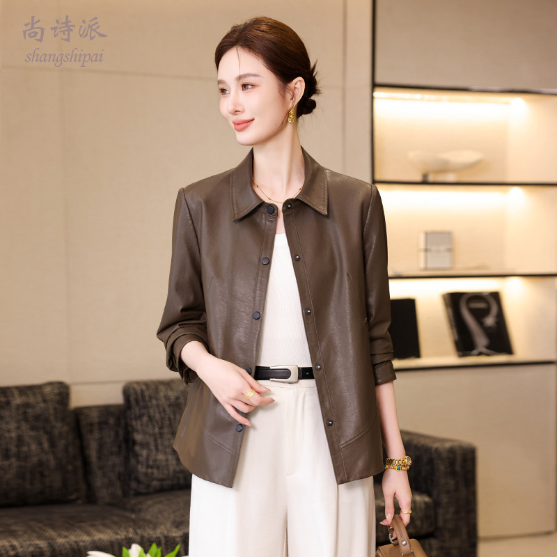 修身植鞣绵羊皮休闲外套