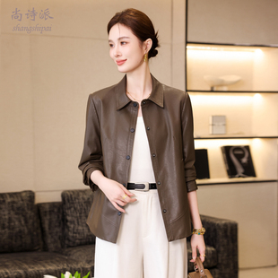 皮衣女真皮绵羊皮2025新款春秋海宁正品妈妈高档修身外套短款