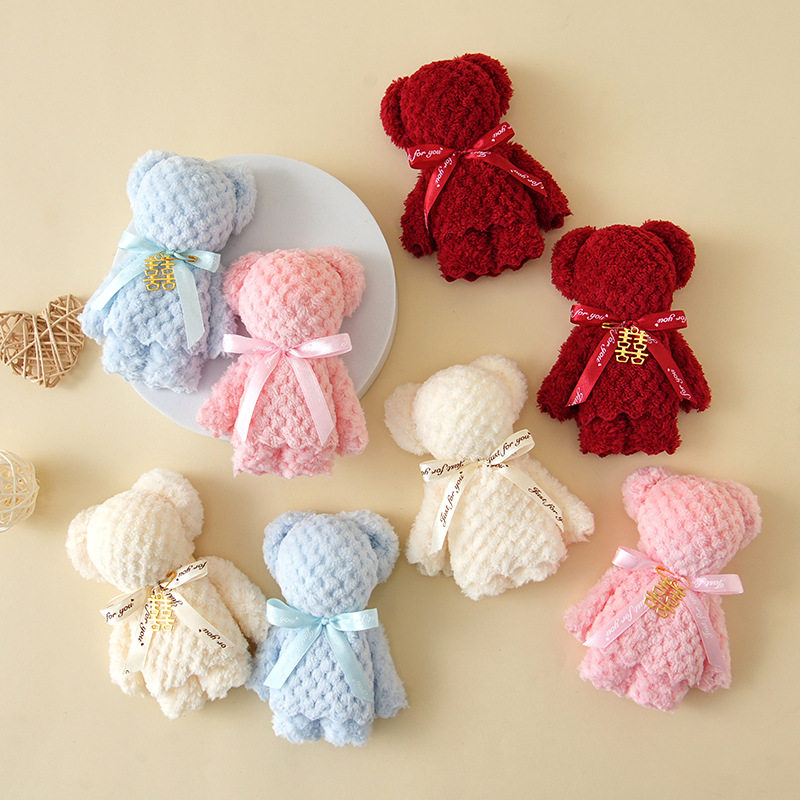 菠萝毛巾小熊造型结婚蛋糕喜字伴手礼喜铺满月周岁回礼创意礼品