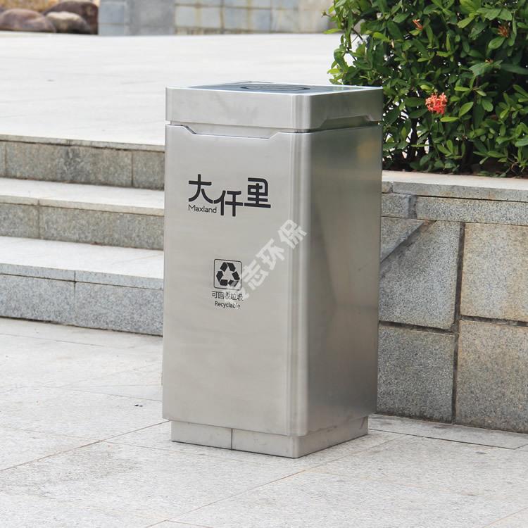 室内方形分类不锈钢垃圾桶商场金属果皮箱厂家电梯口垃圾箱