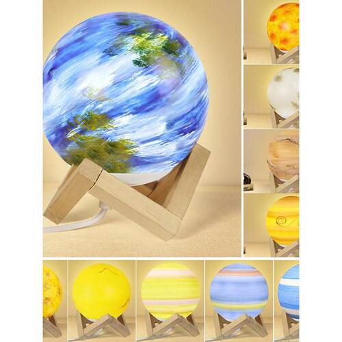 发光星球台灯地球太阳月球天王星金星小夜灯幼儿园儿童床头灯LED