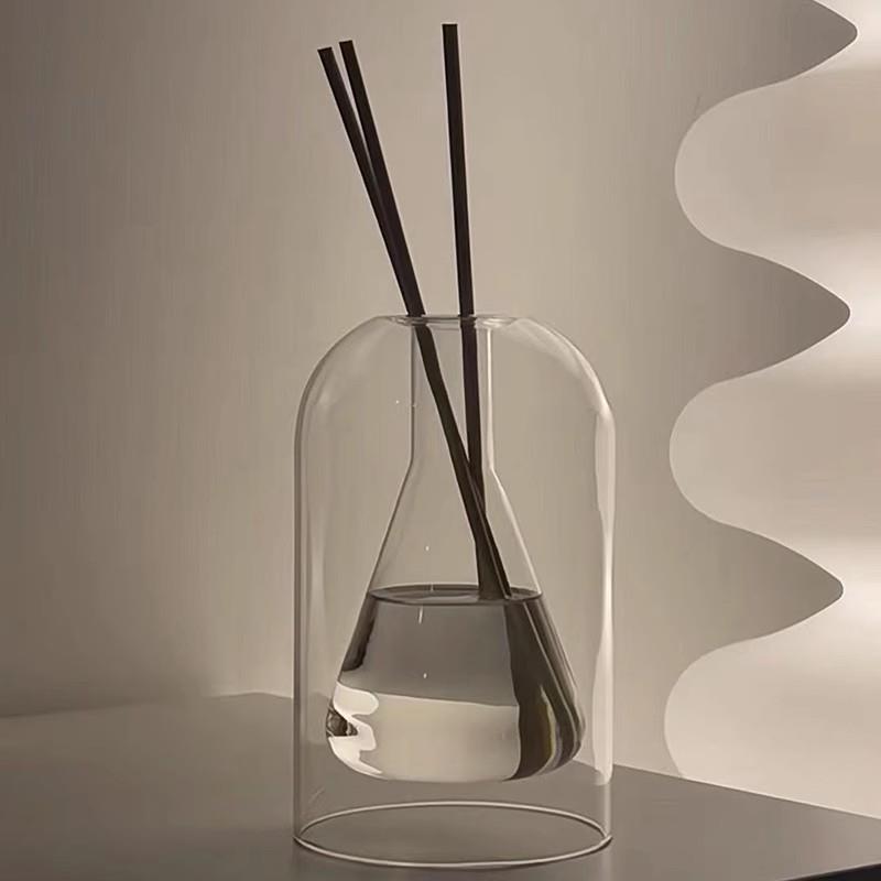 小红书无印同款玻璃香薰瓶 扩香瓶室内透明无火香薰藤条香氛空瓶
