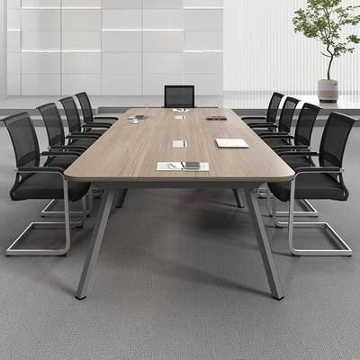 办公室简易弧形会议桌长桌椅组合简约现代洽谈室阅览桌子长方形