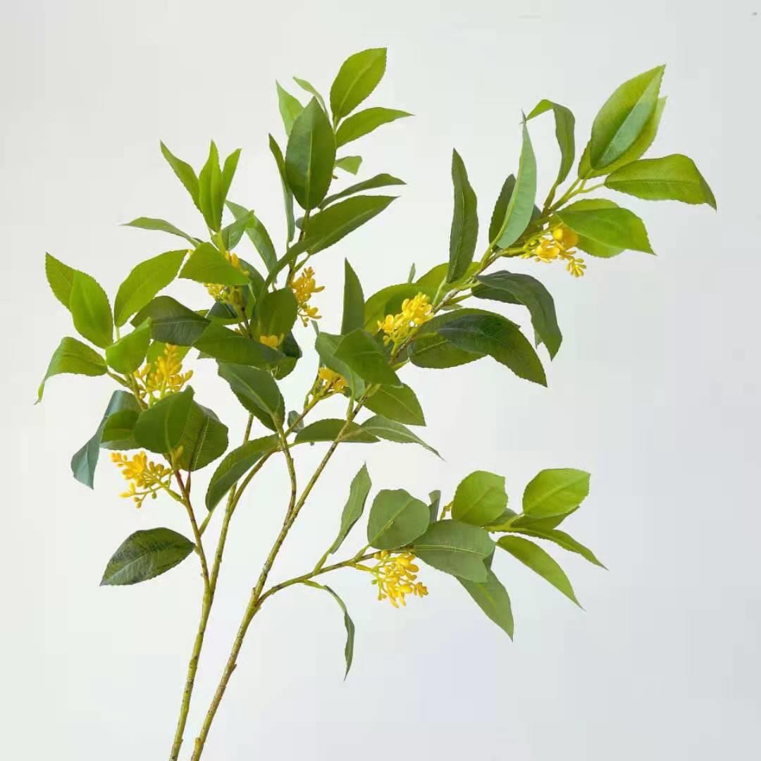 仿真桂花树叶长枝造景树装饰叶假花落地人造花摆件酒店餐厅花卉树